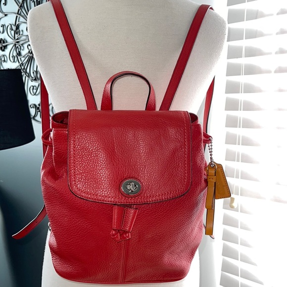 Coach Bags Coach Backpack 24385 Like New Vermillion Red Park